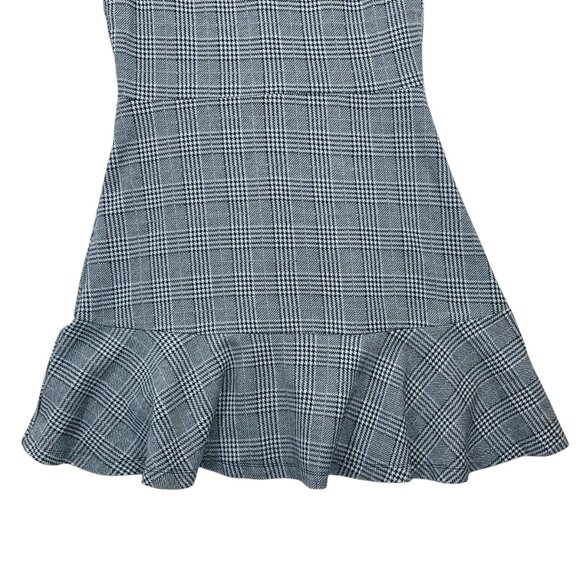 Gap Plaid Fit and Flare Peplum Dress in Ponte, Sz 10 Black plaid - Picture 5 of 16